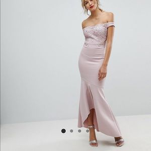 ASOS Lipsy Embroidered Lace Detail Maxi Dress